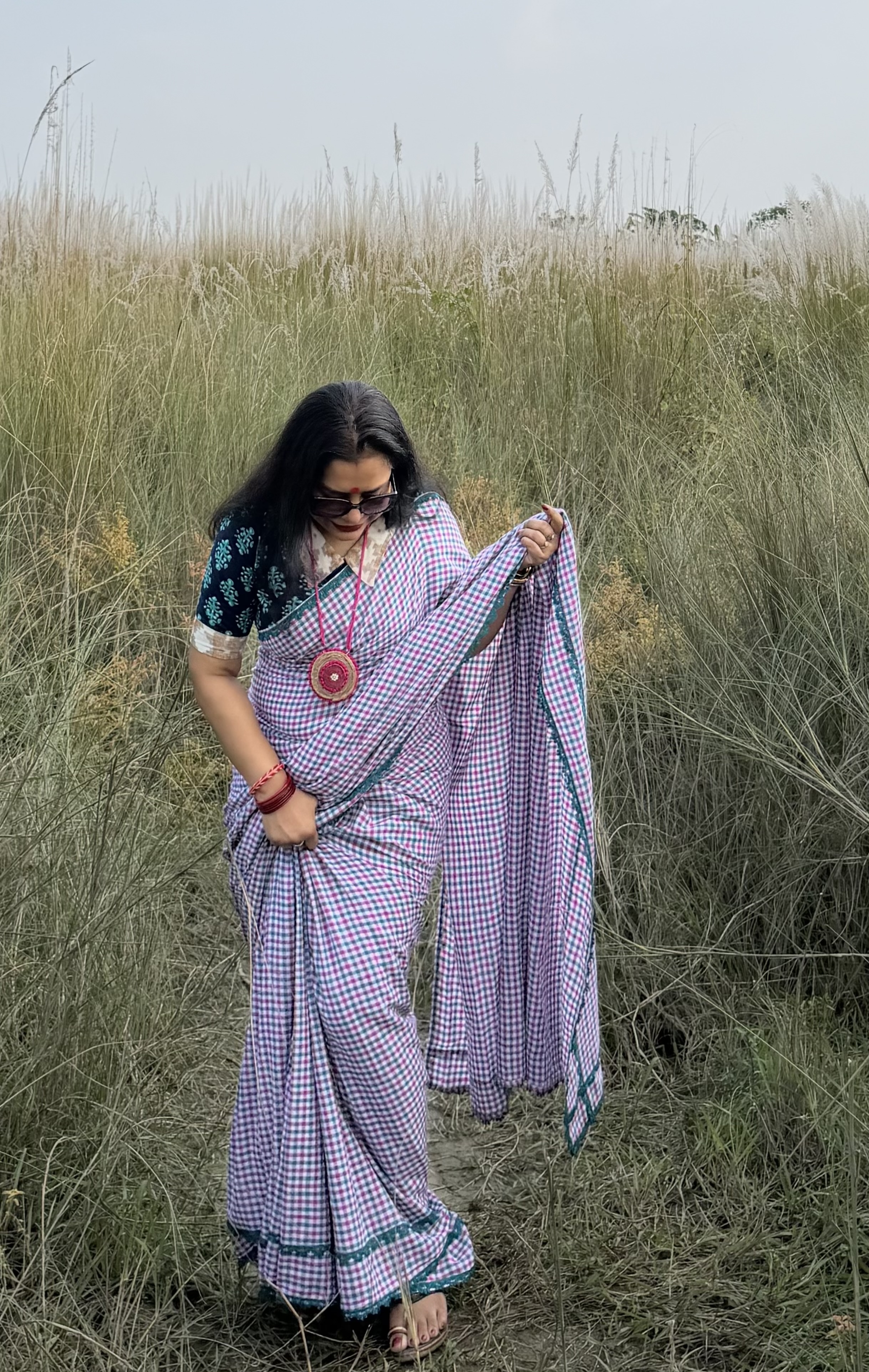 Cotton Handloom Check Saree katakuti — photo 5
