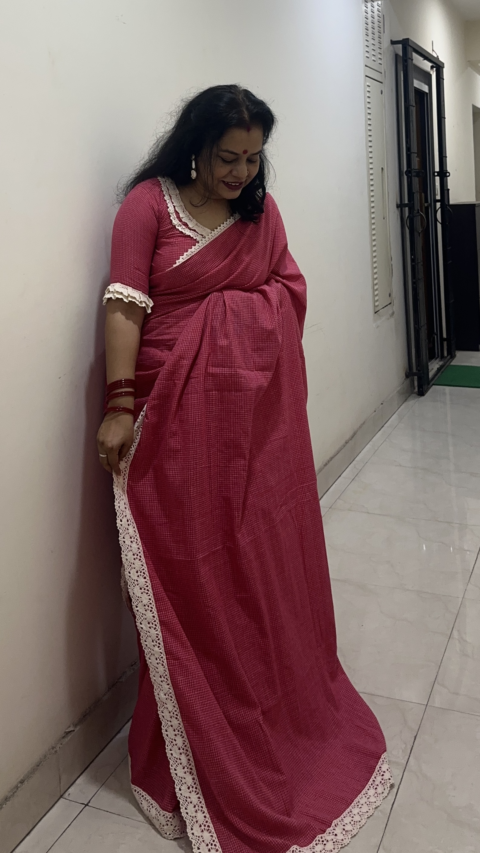 Combo set of Handloom check sari &Ready blouse — photo 9
