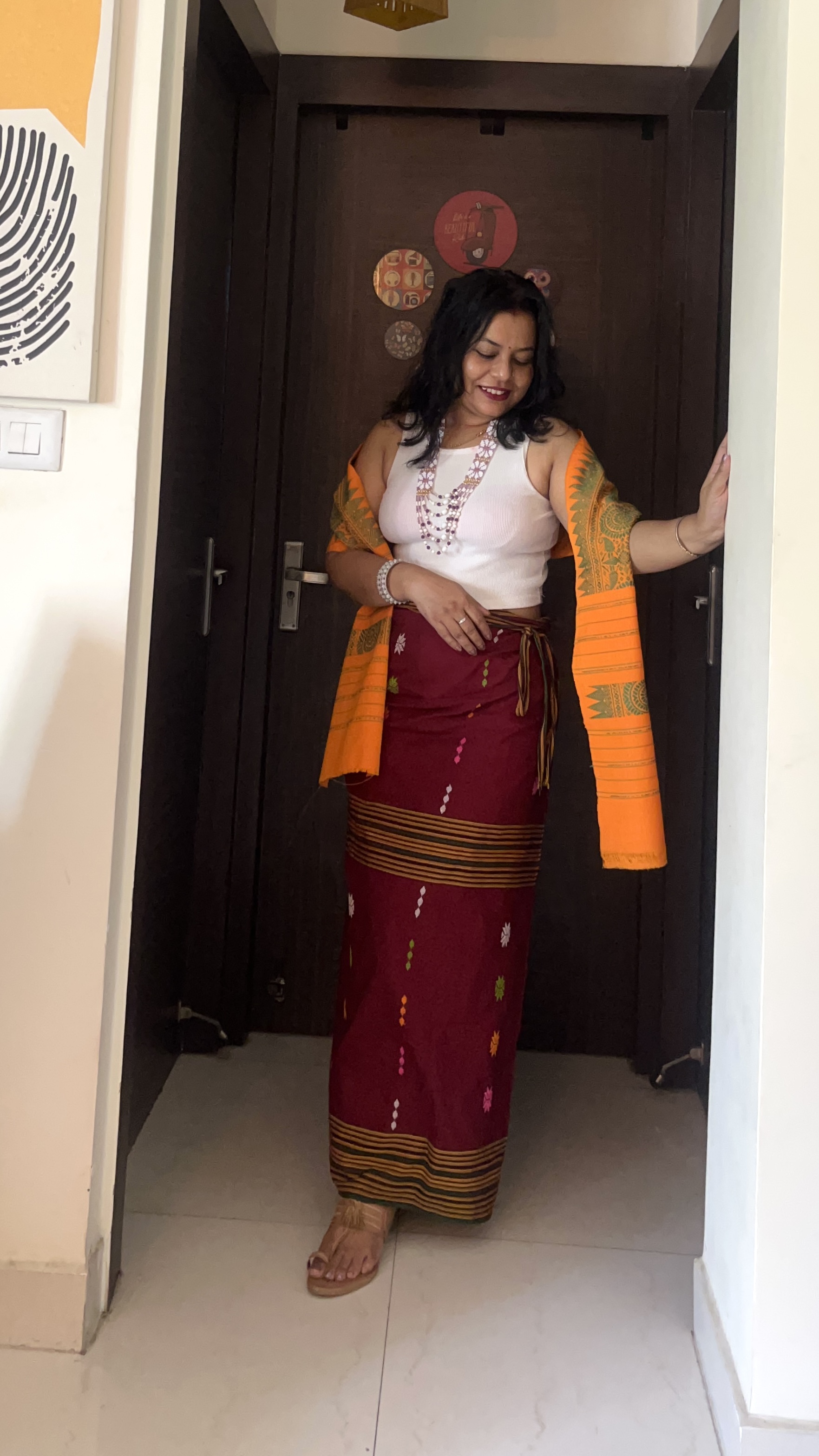 Tribal fabric wrapped skirt with stole — photo 5