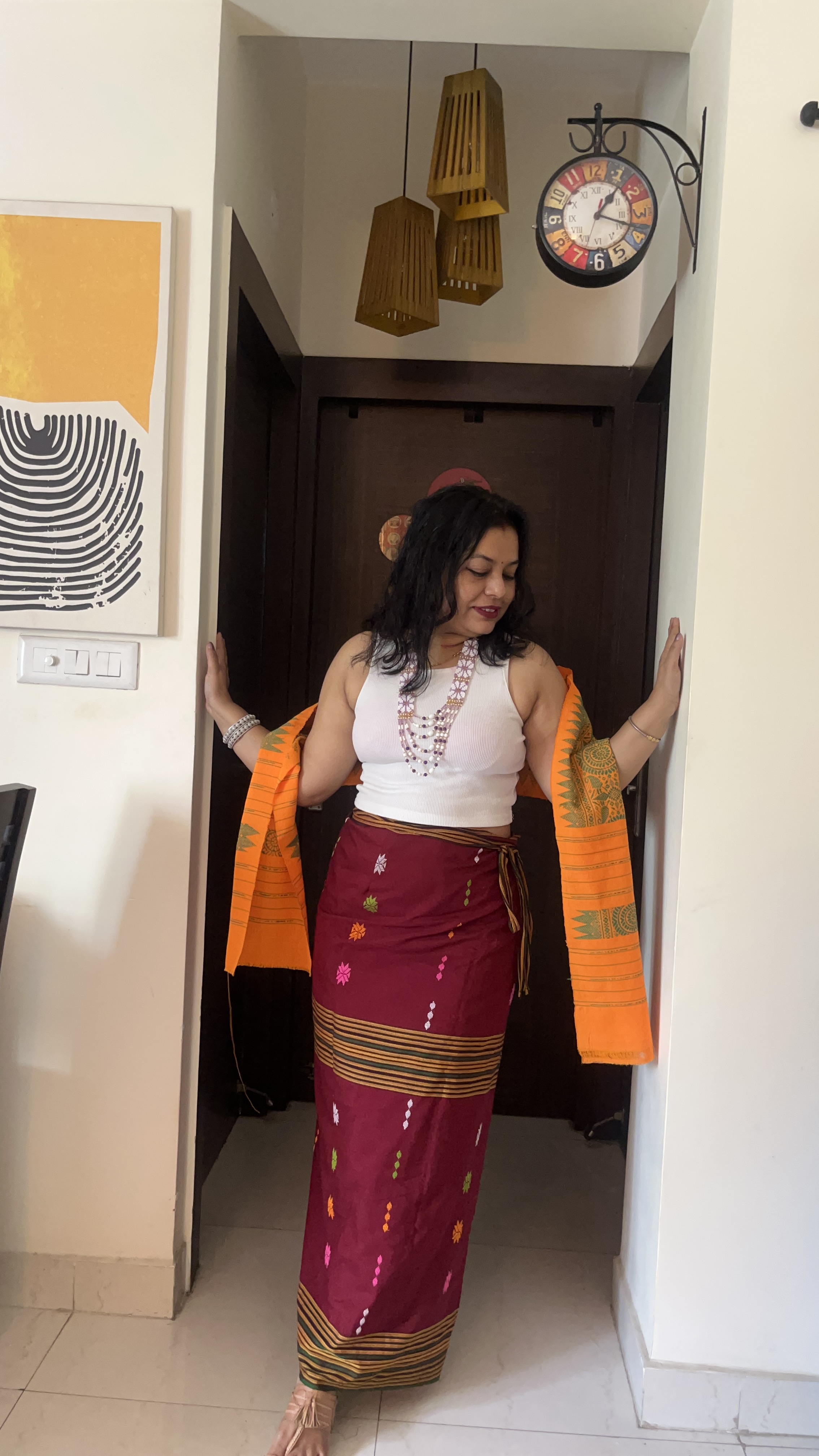 Tribal fabric wrapped skirt with stole — photo 7