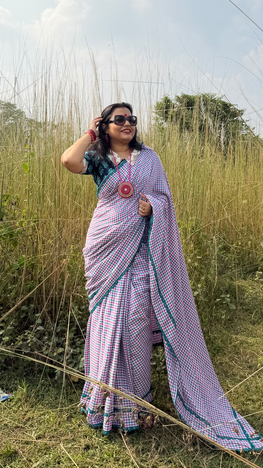 Cotton Handloom Check Saree katakuti — photo 2