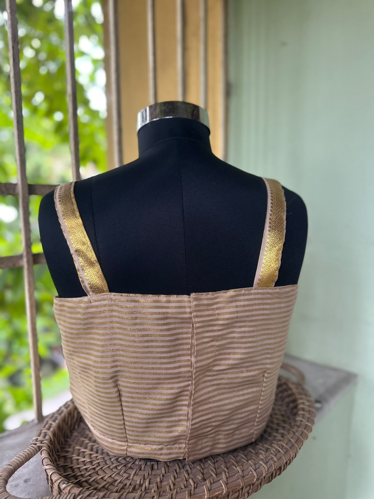 Sleeveless bra let style blouse . With lining Golden — alternate view
