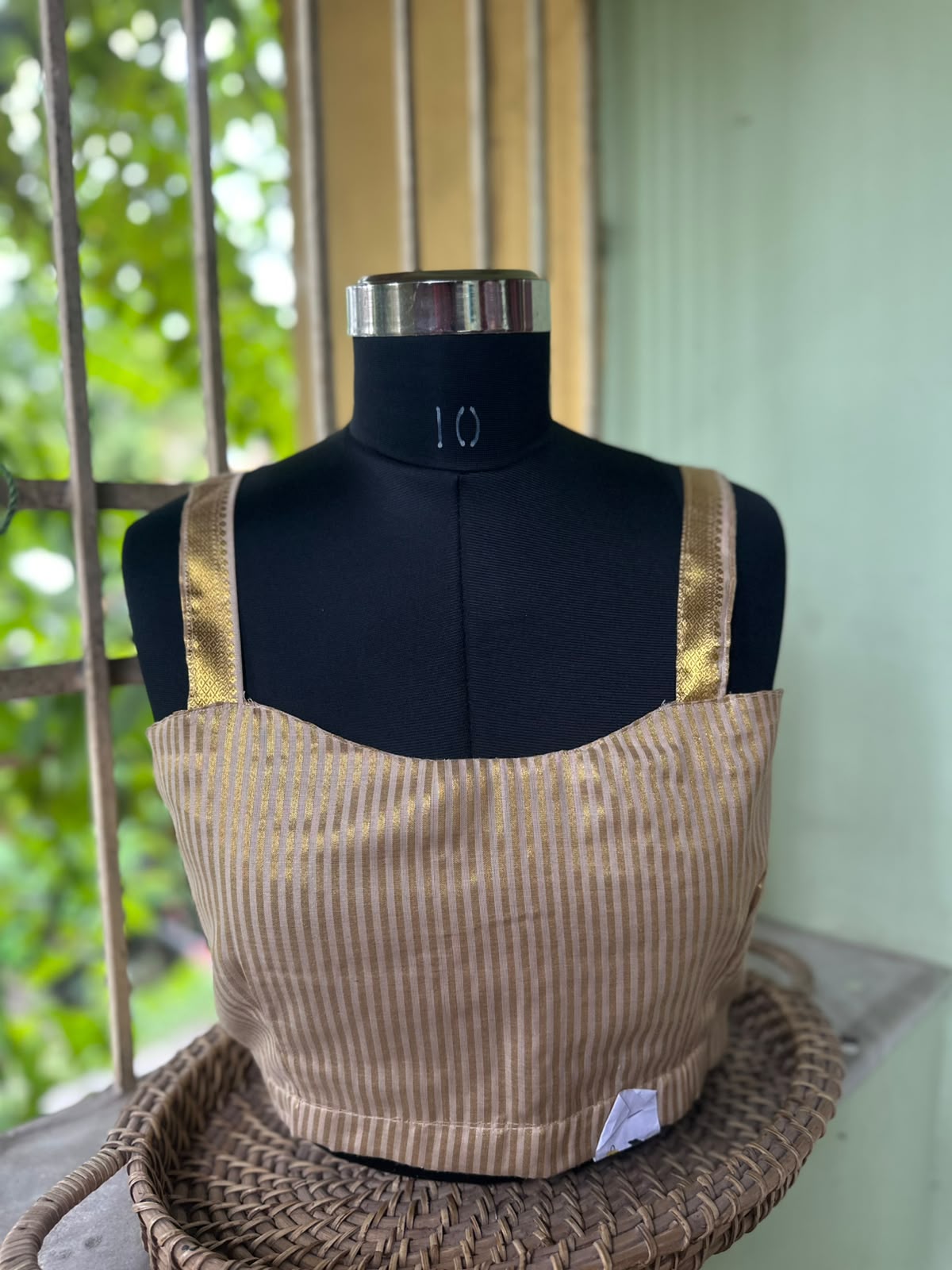 Sleeveless bra let style blouse . With lining Golden