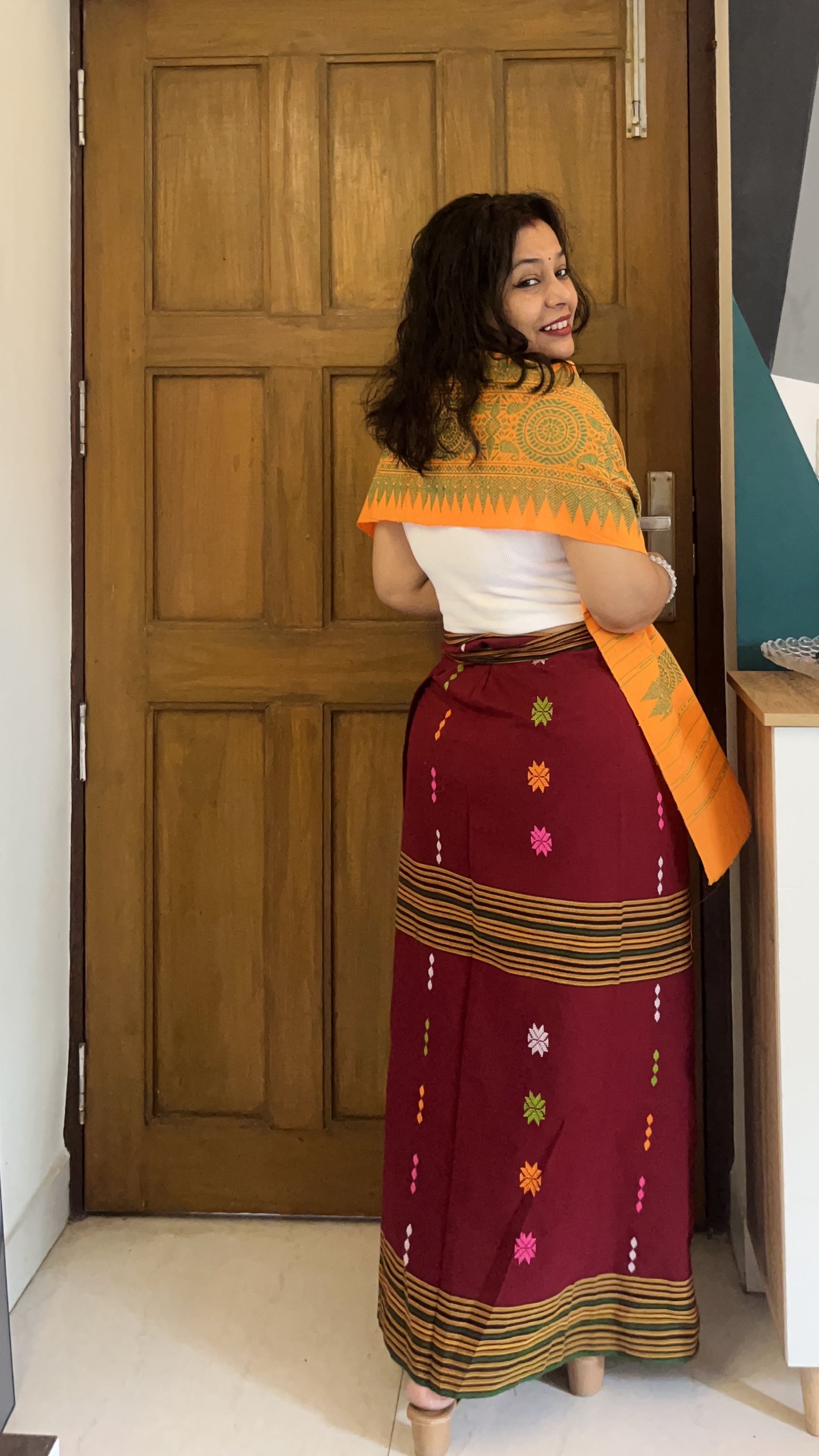 Tribal fabric wrapped skirt with stole — photo 6