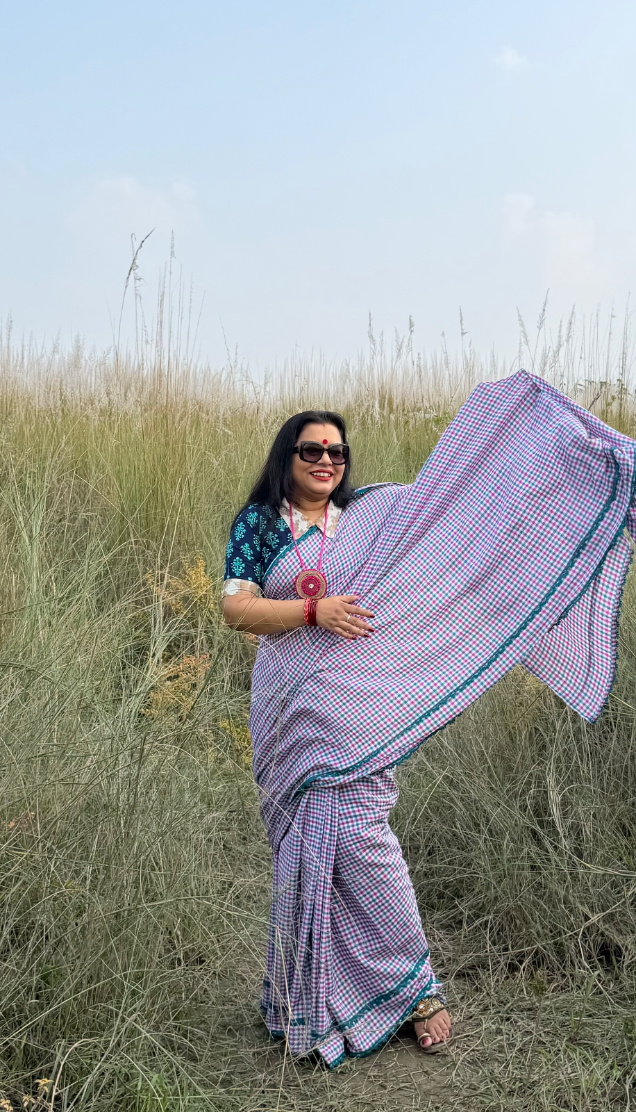 Cotton Handloom Check Saree katakuti — photo 9