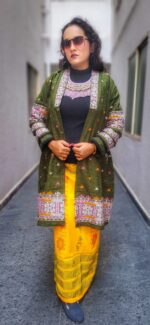 Handloom silk long shrug