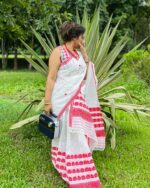 Cotton Mekhla Chador set in white base - Image 3