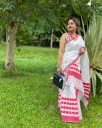 Cotton Mekhla Chador set in white base