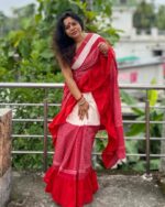 Patchwork gamcha saree with blouse piece in multicolour