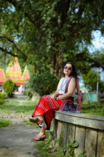 Tribal fabric handloom wrapped skirt in red