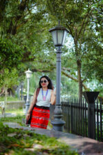Tribal fabric handloom wrapped skirt in red - Image 2