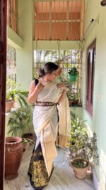 Cotton Mekhla Chador set in white base