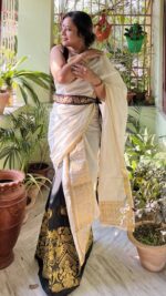 Cotton Mekhla Chador set in white base - Image 5