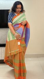 Patchwork gamchha saree in multi color1 - Image 2