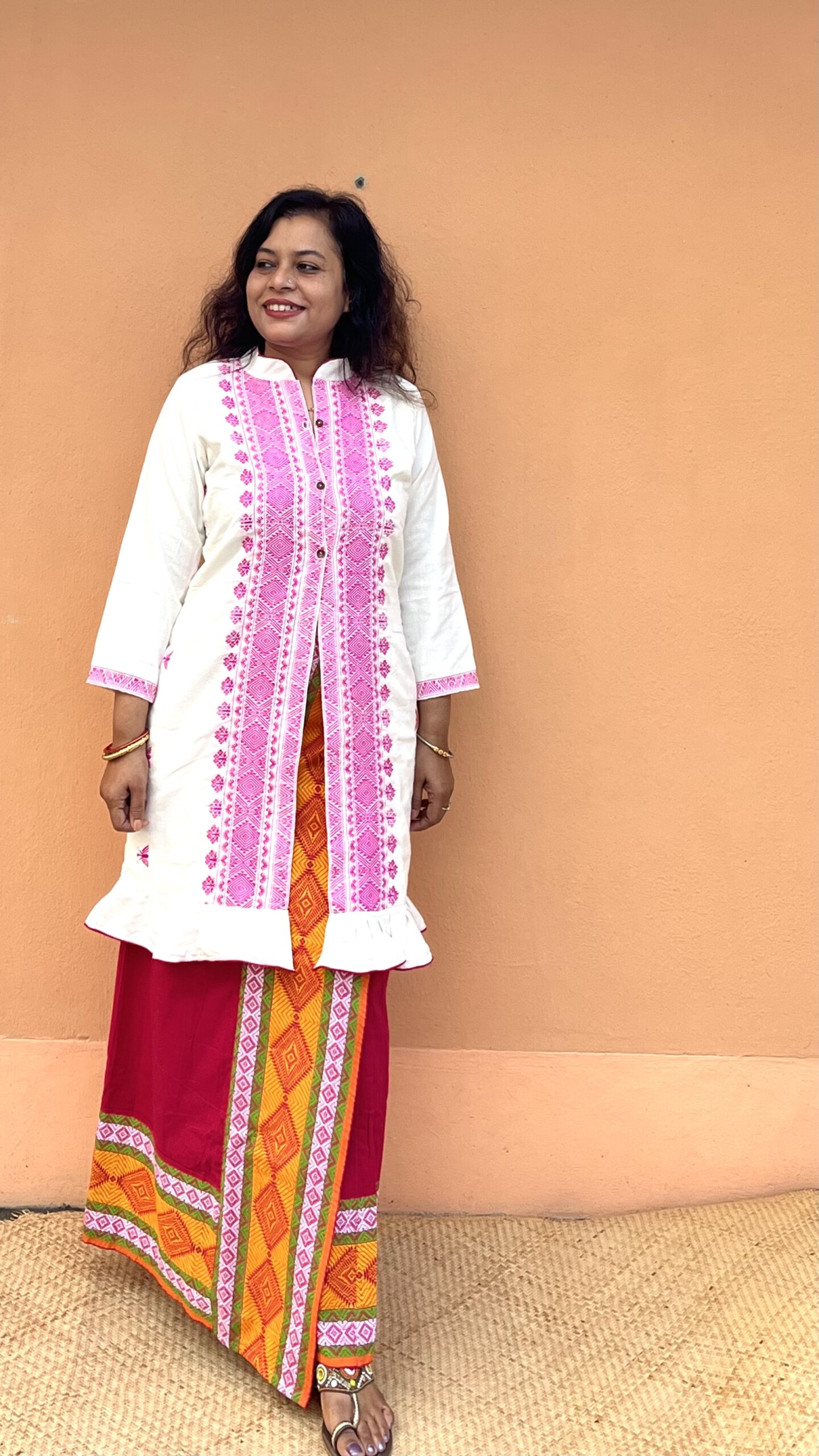 IMG_2218 Presenting this set of dokhona wrapped skirt teamed up with karbi fabric jacket - Image 1