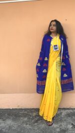 Handwoven long Shrug with lining and pockets