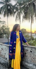 Handwoven long Shrug with lining and pockets - Image 2