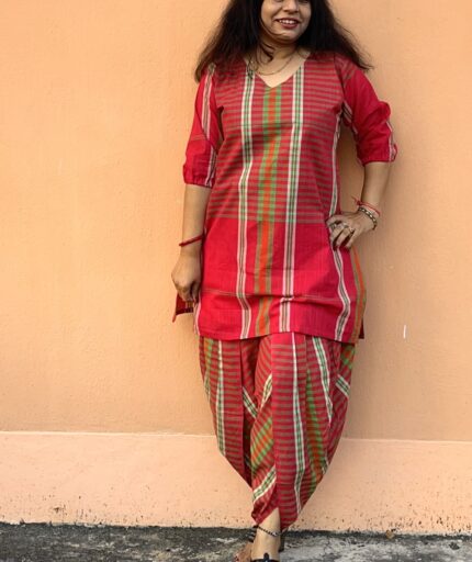 Short kurta set with tulip pant (gamchha)