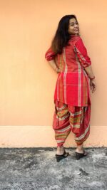 Short kurta set with tulip pant (gamchha) - Image 2