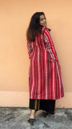 Tribal fabric long shrug with collar and pockets . - Image 3