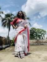 Cotton Mekhla Chador set in white base - Image 2