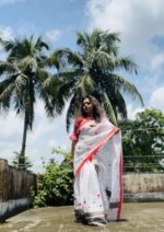 Cotton Mekhla Chador set in white base - Image 5