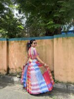 Gamcha flared multicoloured skirt with strings - Image 2
