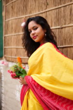 Hakoba and premium quality Ajrakh patchwork saree - Image 3