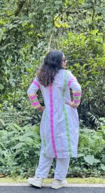 Tribal cotton fabric long shrug with lining , collar and pockets - Image 2