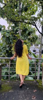 Yellow handloom jamdani dress