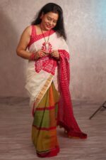 Cotton Gamcha Patchwork Saree - Image 4