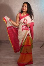 Cotton Gamcha Patchwork Saree - Image 6