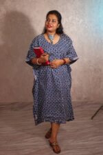 Indigo Dabu Print Kaftan Dress - Image 2