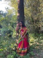 Cotton Gamcha Patchwork Saree - Image 2