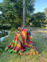 Cotton Gamcha Patchwork Saree - Image 4