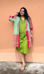 Khadi Cotton Short Dress with Gamcha Shrug