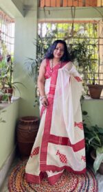Kite theme patchwork saree with contrast blouse piece - Image 6