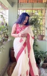 Kite theme patchwork saree with contrast blouse piece - Image 4