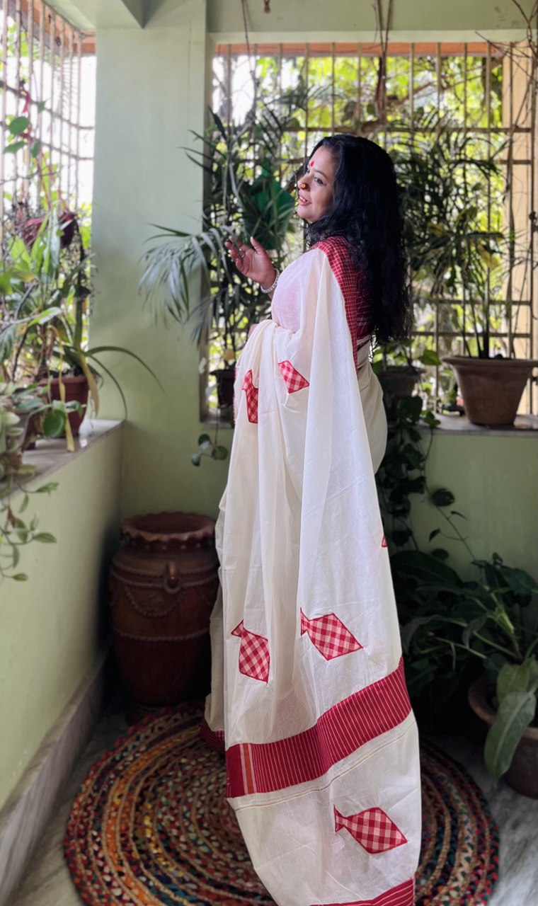 2025-10-31 11.44.04 Kite theme patchwork saree with contrast blouse piece - Image 1