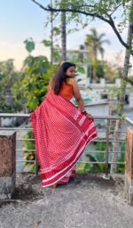 Cotton Gamcha Patchwork Saree - Image 4