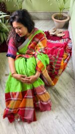 Cotton Gamcha Patchwork Saree - Image 2