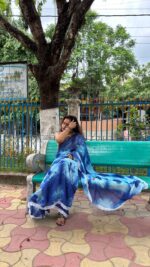 Tye-n-Dye Mulmul Saree with Lace Border