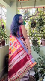 Cotton gamcha patchwork saree with blouse piece - Image 6