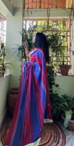 Gamcha patchwork cotton saree with blouse piece - Image 3