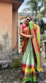 Cotton gamcha patchwork saree - Image 2