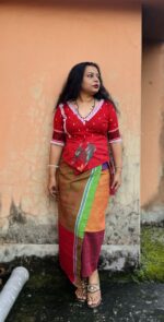 Cotton gamcha wrapped skirt with lining