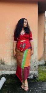 Cotton gamcha wrapped skirt with lining - Image 3