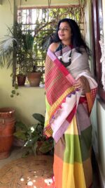 Gamcha cotton patchwork saree with blouse