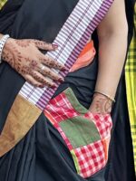 Gamcha patchwork cotton saree - Image 3