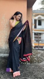 Gamcha patchwork cotton saree